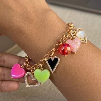 Vibrant Heart & Crystal Statement Bracelet SKU 1101