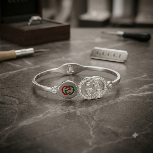 Silver-Tone Crystal Designer-Inspired Cuff Bracelet