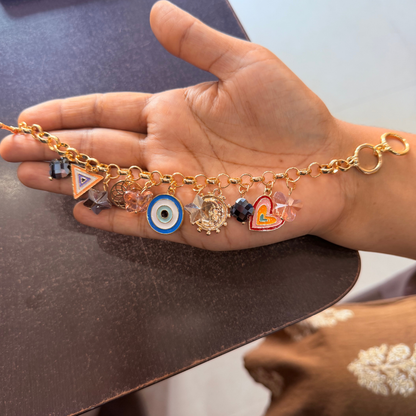 Anti-Tarnish Celestial Evil Eye Gold-Plated Charm Bracelet for Women sku 1103