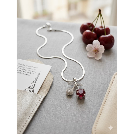 Cherry Blossom Crystal Pendant Necklace sku 2205