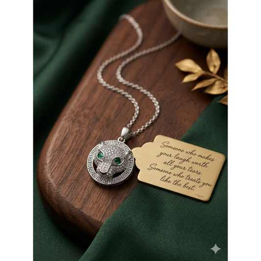 Emerald Panther Pendant Necklace sku 2214
