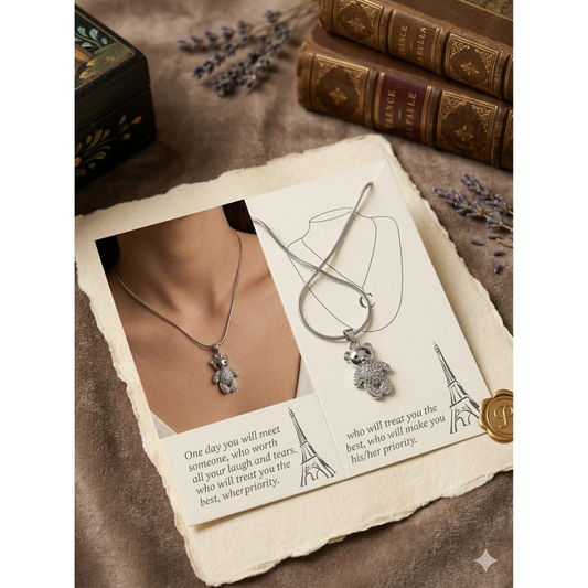 Crystal Teddy Bear Pendant Necklace sku 2216