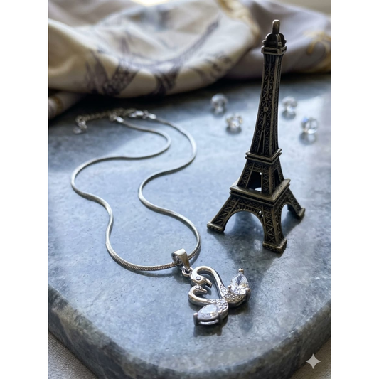 Silver Swan Crystal Pendant Necklace sku 2219