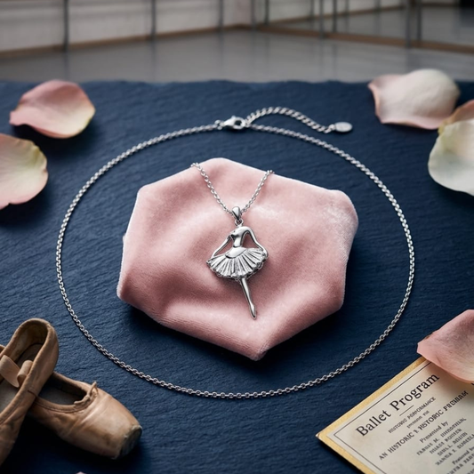 Graceful Ballerina Pendant Necklace – Silver Ballet Charm sku 2230