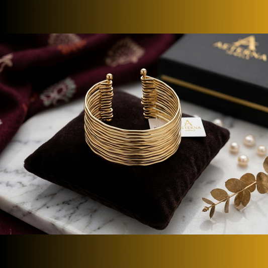 Gold-Tone Wire Kada | Classic Non-Adjustable Cuff Bracelet