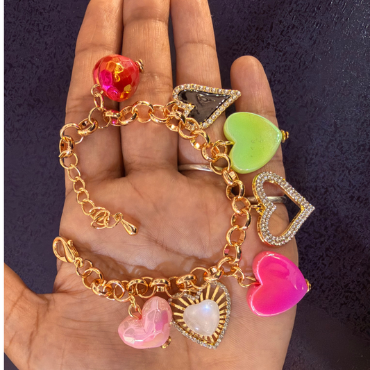 Vibrant Heart & Crystal Statement Bracelet SKU 1101