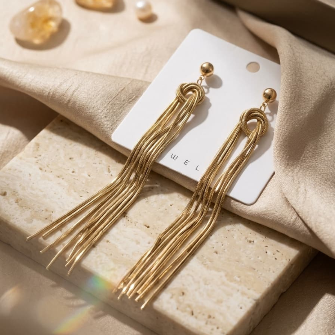 Gold-Tone Multi-Chain Tassel Drop Earrings