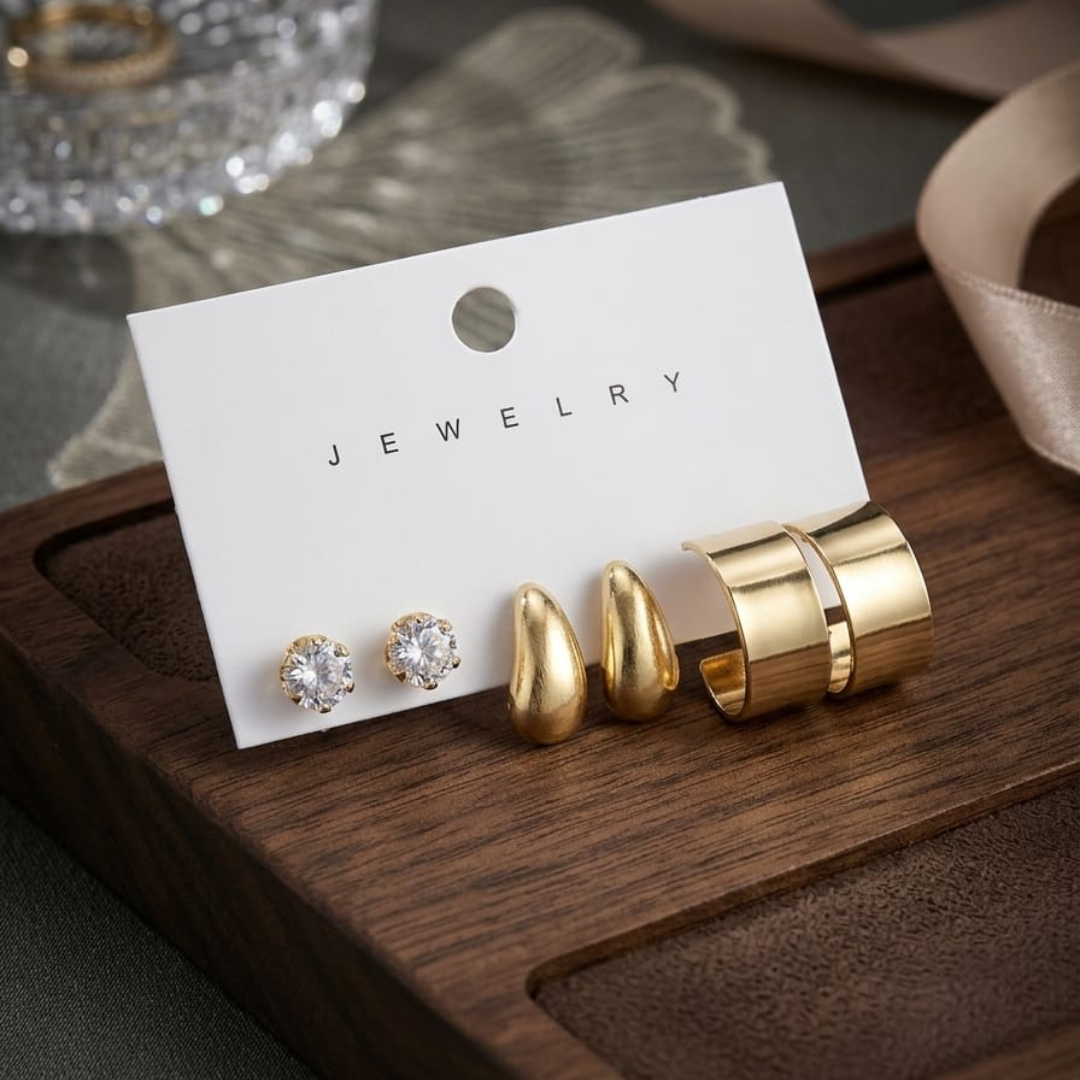 Golden Trio Earring Set SKU 3312
