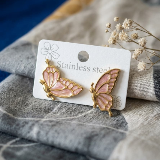 Blush Butterfly Stud Earrings