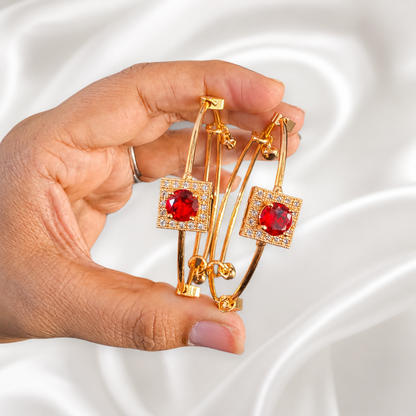 Royal Ruby Gold-Plated Adjustable Bracelet Kada (Pair) sku-2312