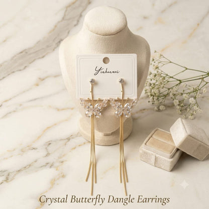 Butterfly Crystal Tassel Earrings Sku 3321