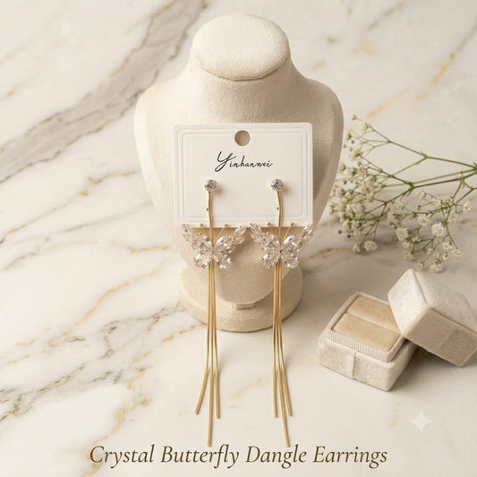 Butterfly Crystal Tassel Earrings