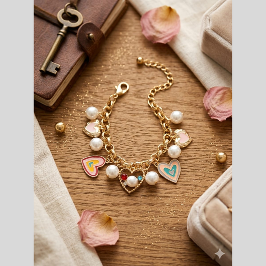 Sweetheart Pearl Charm Bracelet