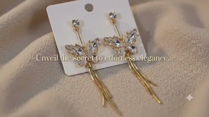 Butterfly Crystal Tassel Earrings Sku 3321